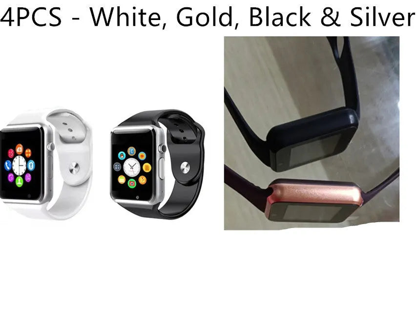 A1 Smart Watch for Android with phone call functionality, GSM SIM support, and camera in multiple colour options