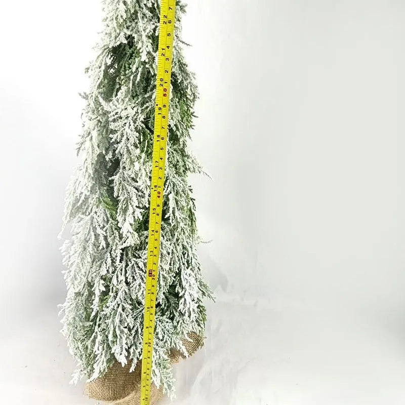 24-inch desktop artificial Christmas tree with LED lights and PE snow decoration