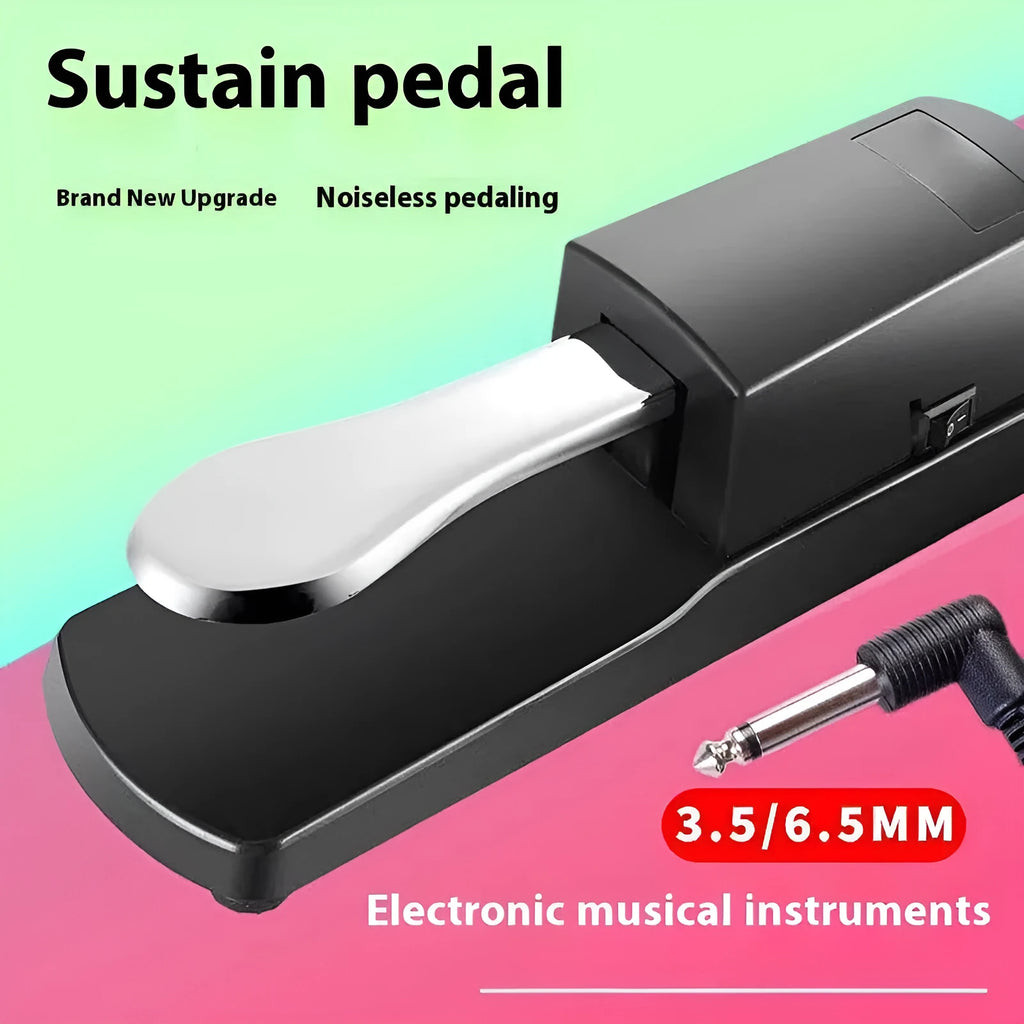 Single leg sustain pedal for electronic keyboards made from black ABS plastic