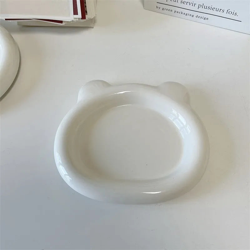 White porcelain ceramic plate with chubby toot bear or round doodle design in 15cm or 20cm size