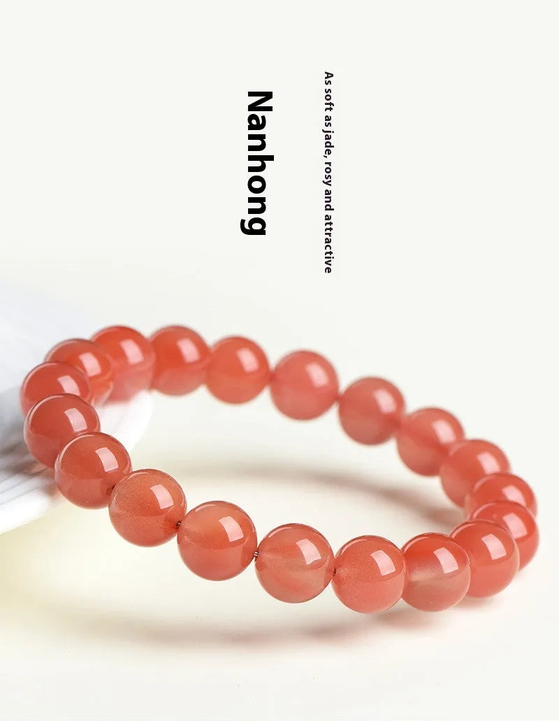 South red cherry red agate beaded bracelet showing scattered beads design in natural stone