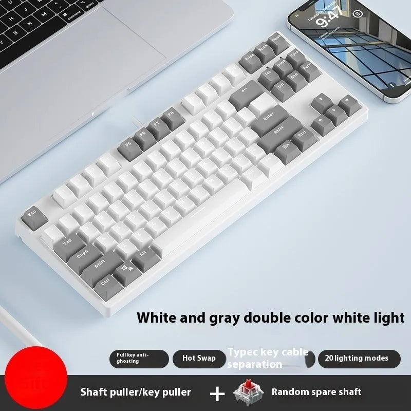 87-key wired mechanical keyboard with two-tone keycaps in orange and yellow colour combination