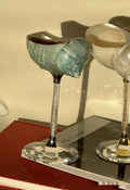 Handmade conch shell glass water cup in clear glass with novelty sea shell design, single cup