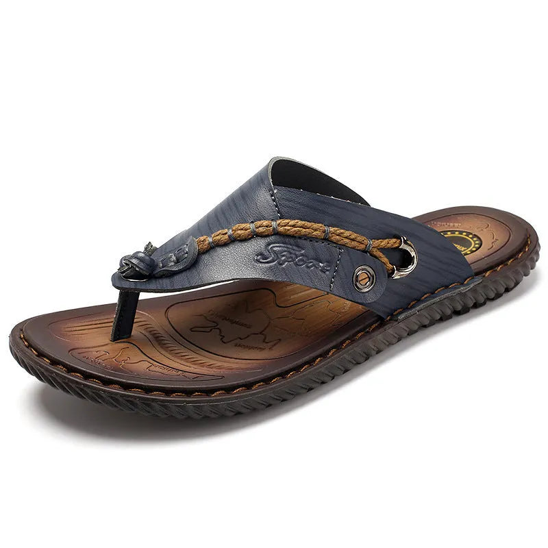 Men's non-slip casual slippers in PU leather available in multiple colours and sizes
