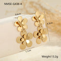 Gold coloured flower butterfly earrings with geometric and zodiac details on stainless steel.
