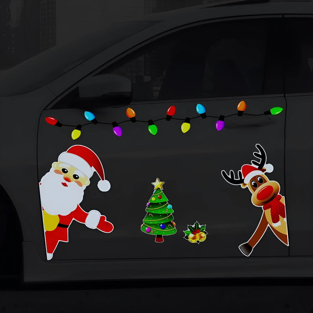 Christmas elk reflective magnetic car decoration sticker with six-thread pattern