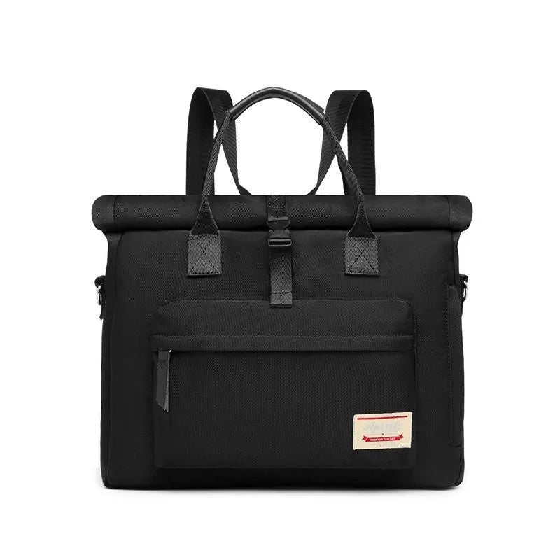 Shockproof water-resistant nylon laptop inner liner bag in black showing size dimensions
