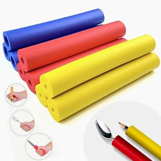 Pack of black rubber auxiliary grip hose sleeves for tableware and pen handles