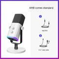 Dynamic noise reduction microphone with detachable black bracket base on desk with XLR cable