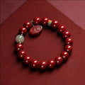 Natural cinnabar bracelet with Emperor Sandstone design in 8mm and 10mm sizes