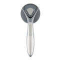 Grey self-cleaning slicker brush for pets with a non-slip handle and one-touch cleaning button.