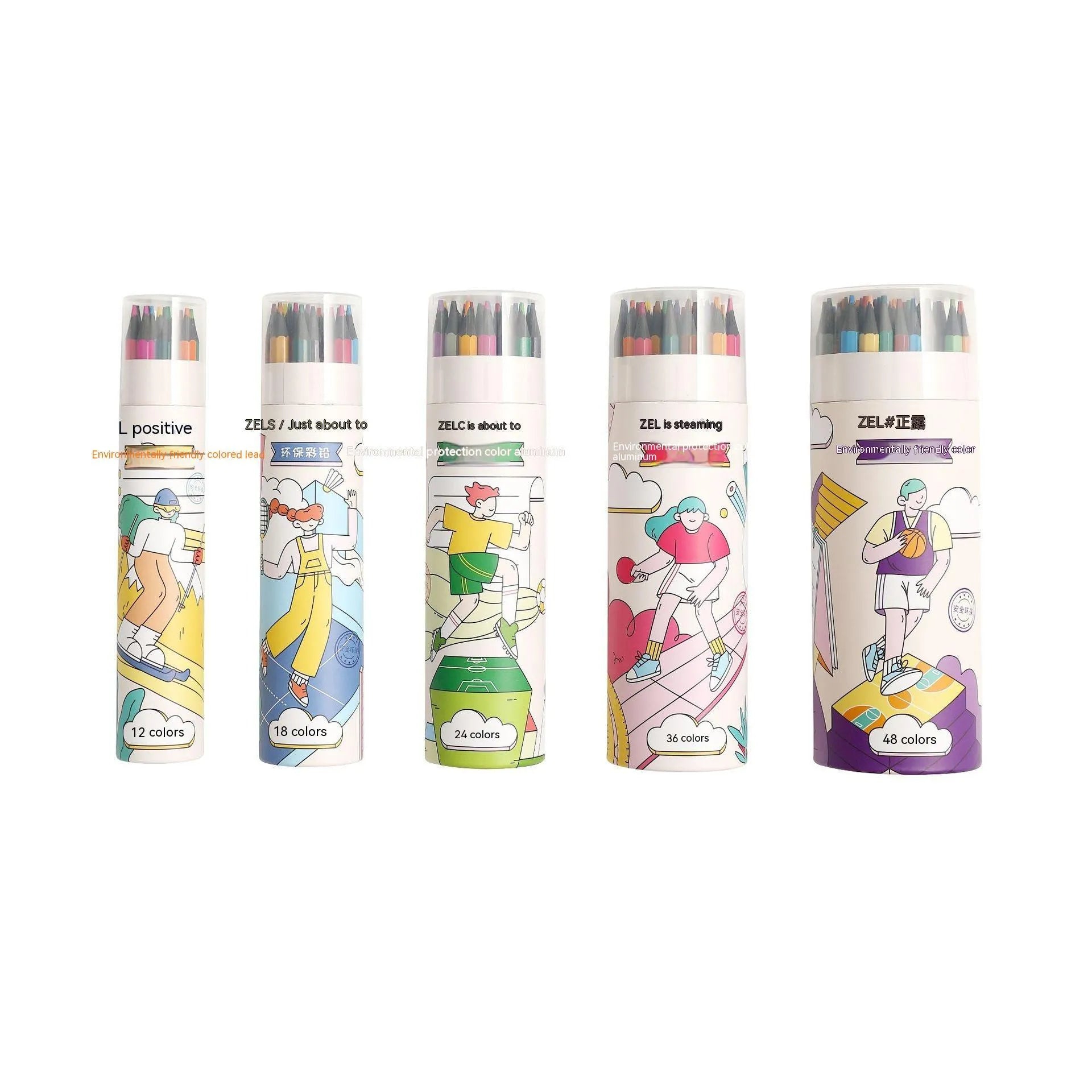 Zhenglin Sports triangular colour pencils in a set of 24 or 36 colours for children's art.