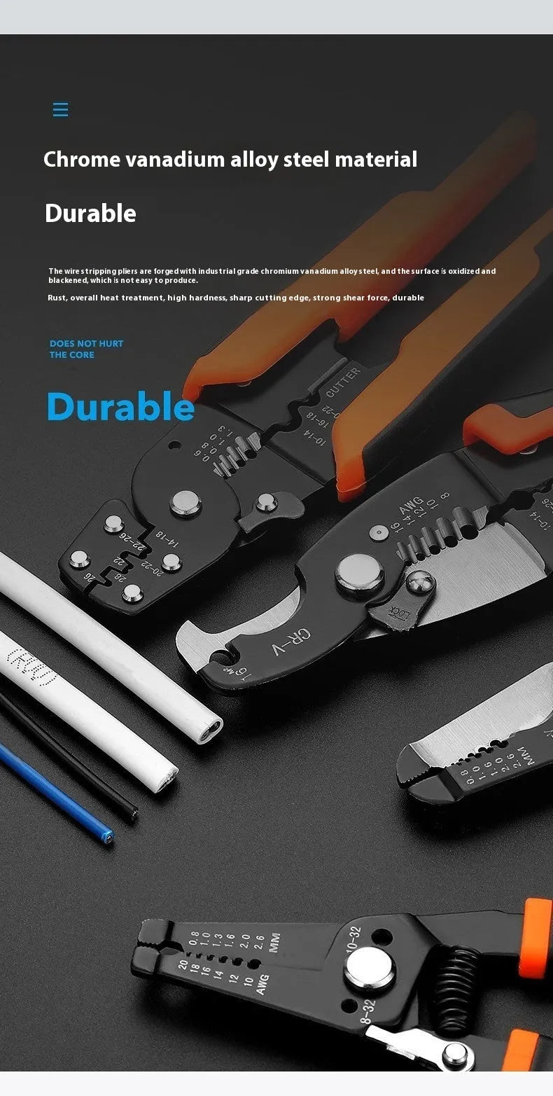 Fully automatic wire stripping pliers made from high carbon steel and 45 steel in a box.