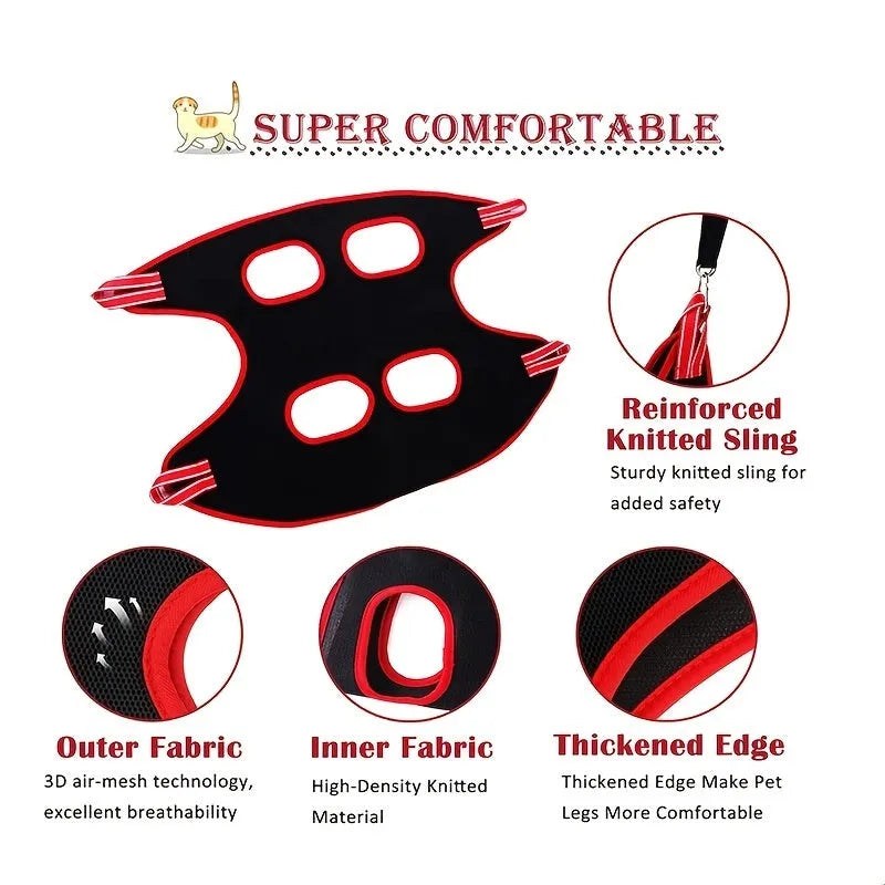 Pet grooming hammock with restraint bag for cats and dogs in four sizes