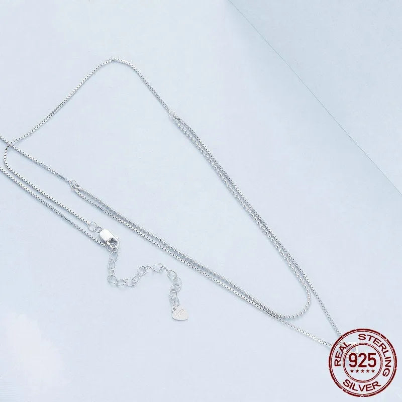 S925 sterling silver double-layer necklace with pearl chain design for women