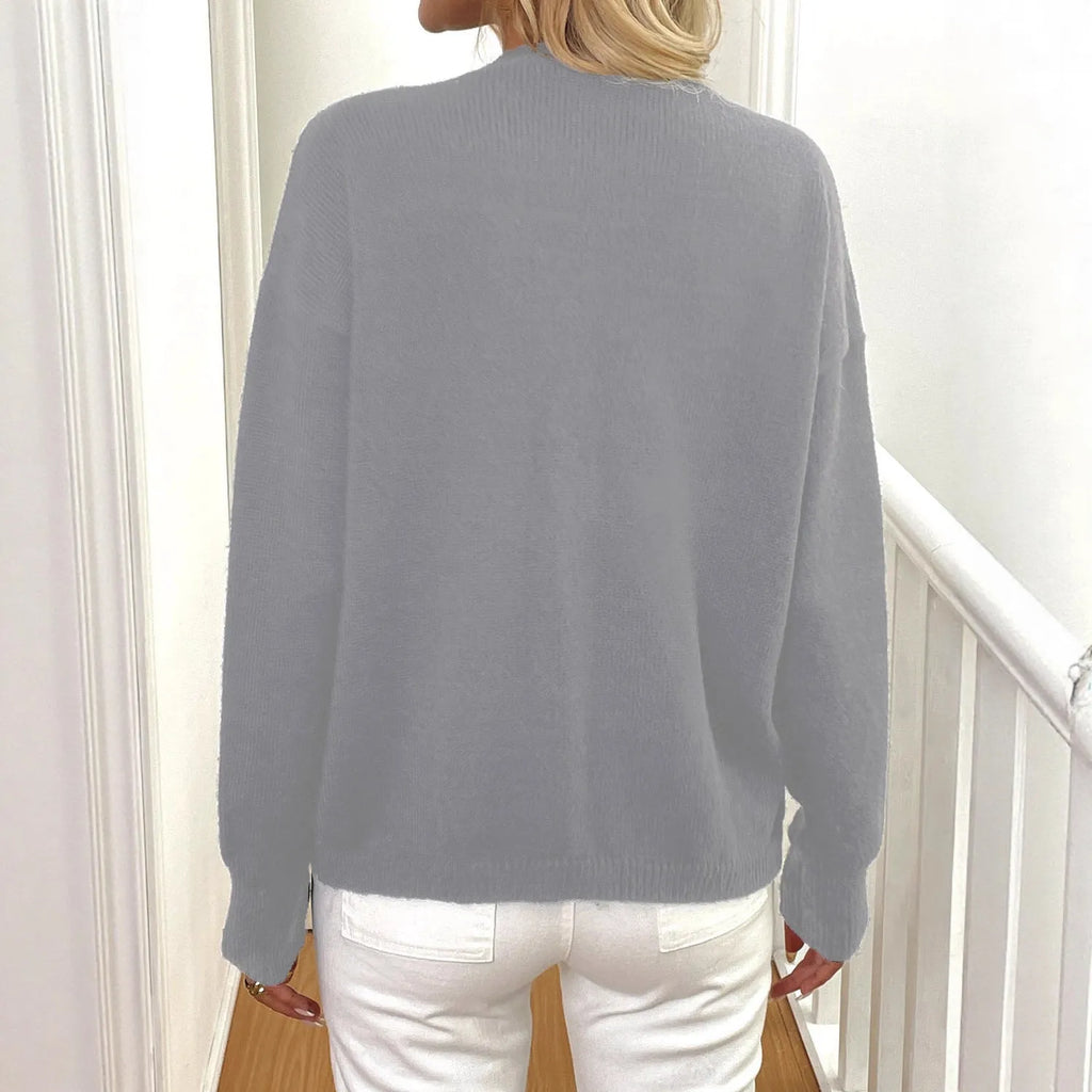Deer plush sweater coat with princess sleeves and irregular hem in street hipster style