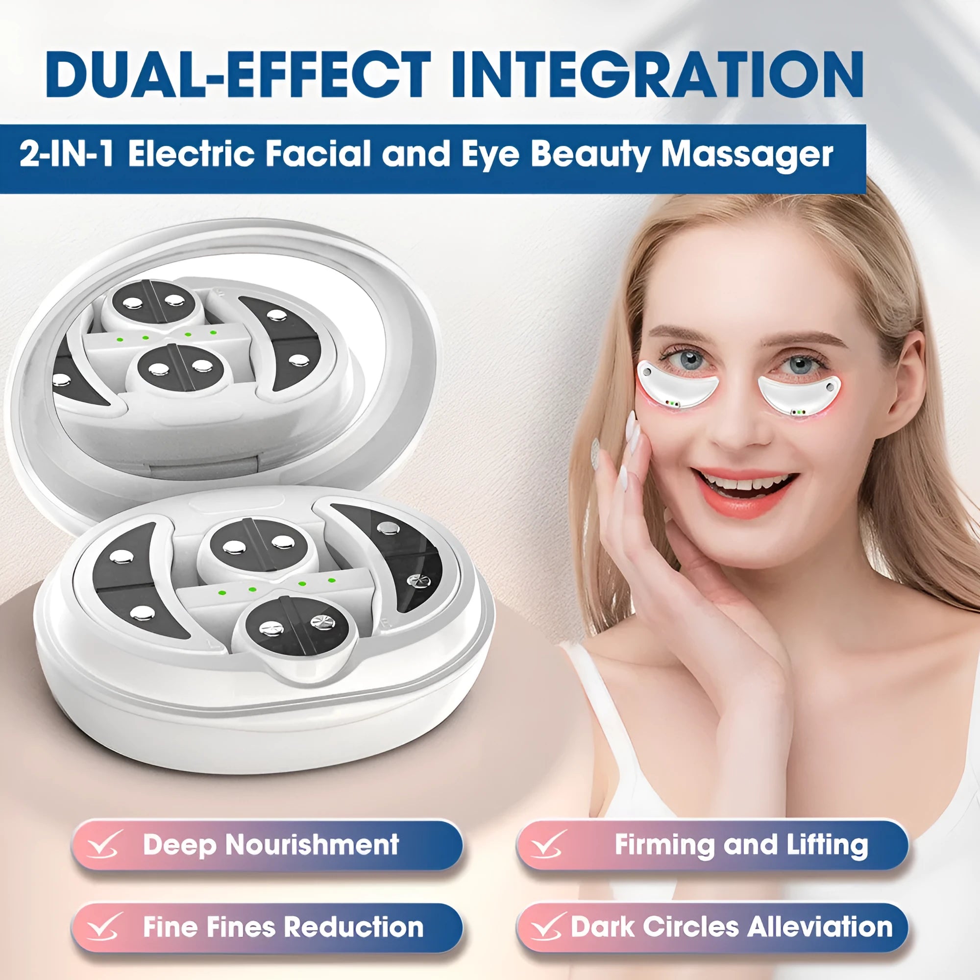White red light EMS wireless eye and facial massager device for home beauty care
