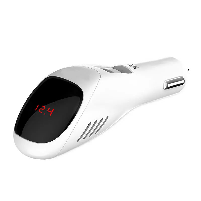White car USB charger and negative ion air purifier unit for vehicle cigarette lighter socket