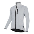 Silver waterproof polyester long sleeve windproof jacket showing size options