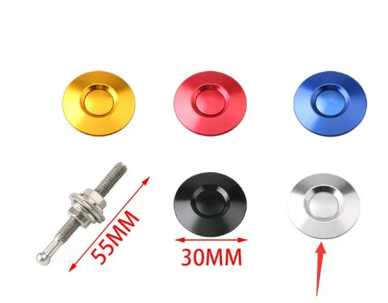 30mm diameter aluminium alloy car engine cover lock in silver, black, gold, blue, and red colour options.