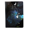 A5 notebook with luminous cover and colour-illustrated pages in four colour options