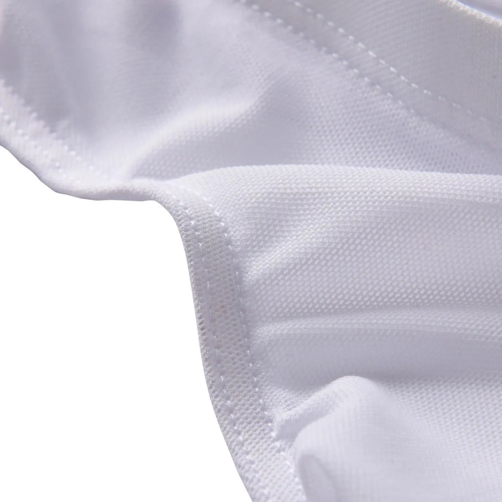 Men's black low waist triangle cut nylon briefs with quick-drying properties