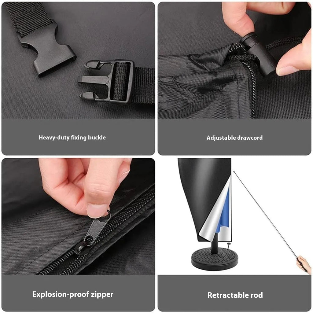 A grey waterproof oxford cloth cover for a large offset garden umbrella.