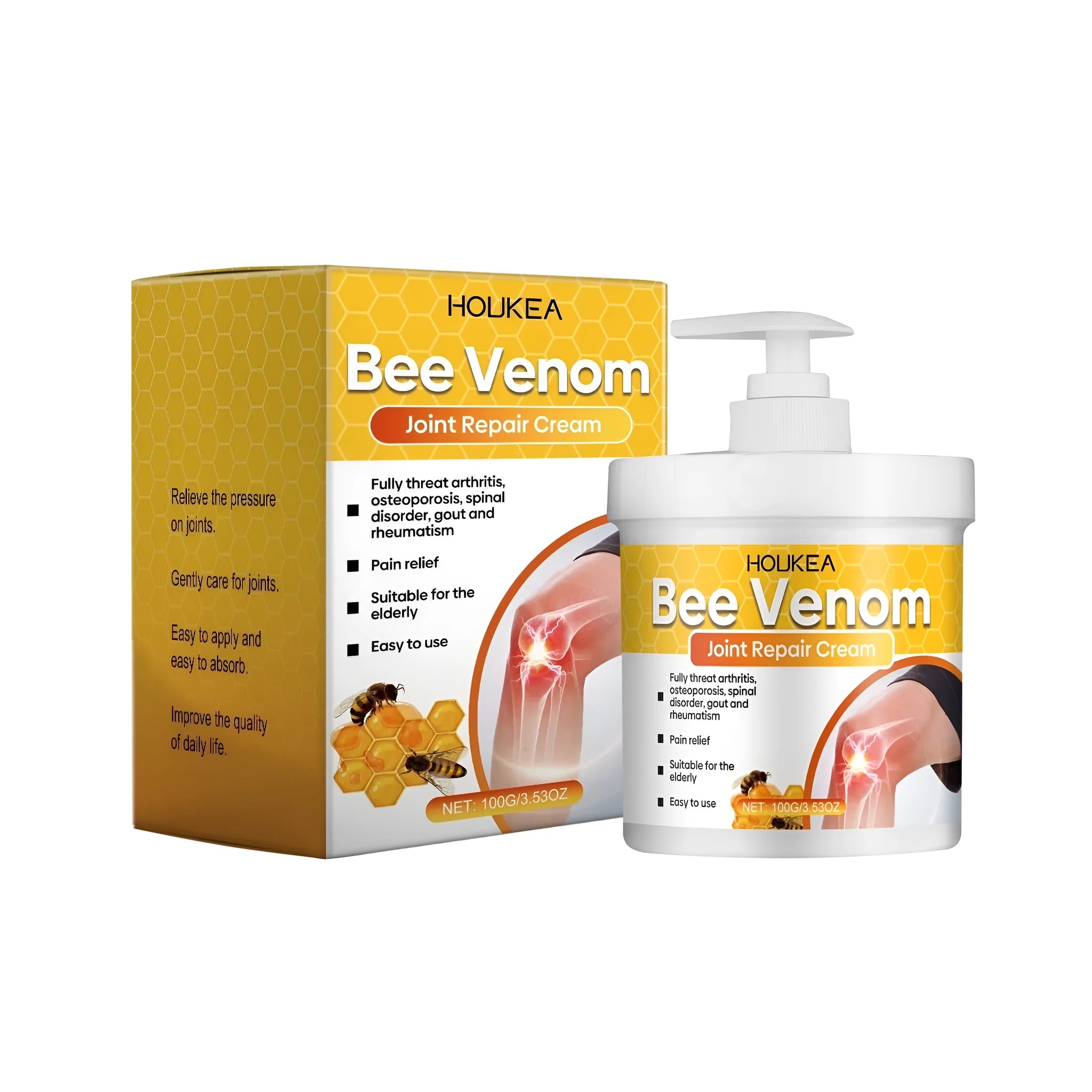 100g container of joint repair cream with bee venom and chamomile formula
