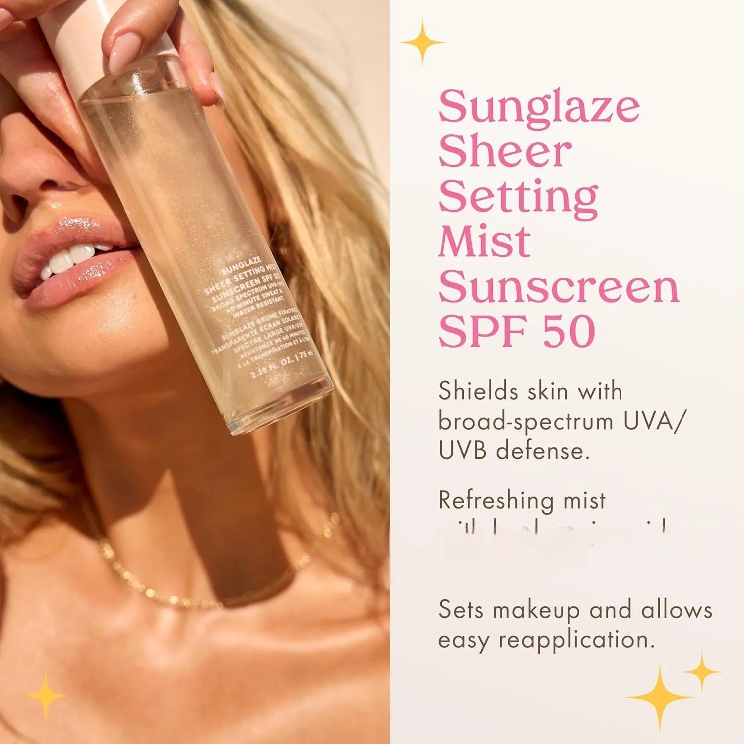75ml Rose Refreshing Moisturising Spray bottle, a facial toner and hydrating mist.