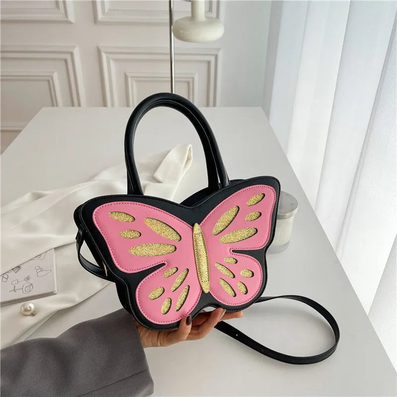 Square ladies crossbody bag with contrast colour detailing in PU leather material