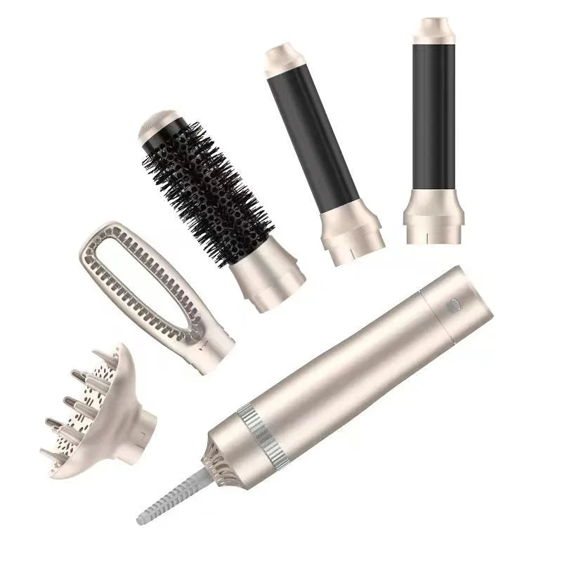 Champagne gold five-in-one hot air comb hair curler styling tool
