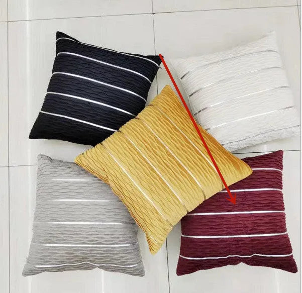 Velvet striped cushion cover for sofa in 45x45cm size showing plush texture