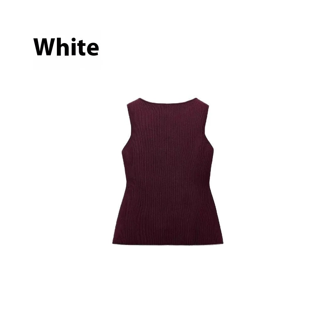 Dark red slim fit viscose cardigan vest with 3D pattern, shown on a hanger.