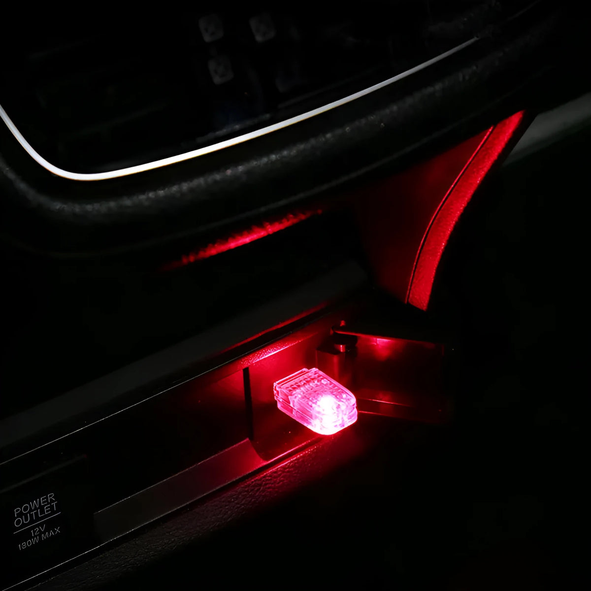 Car USB ambience light with touch control and voice-activated RGB lighting modes.