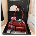 PU leather women's pillow handbag with flap closure and double shoulder straps in retro design