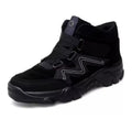 Men's black lace-up casual shoes with stitched detailing on a white background.