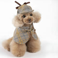 Camel coloured cotton pet cloak with adjustable hat for small dogs in spring and autumn