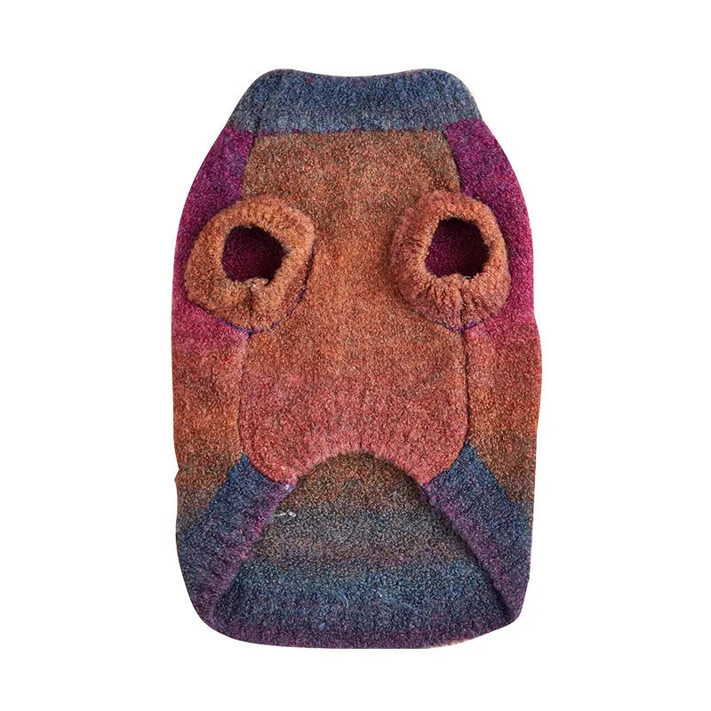 Soft glutinous rainbow circle dopamine pet sweater in wool acrylic blend, Style 1 or 2, sizes S-XXL