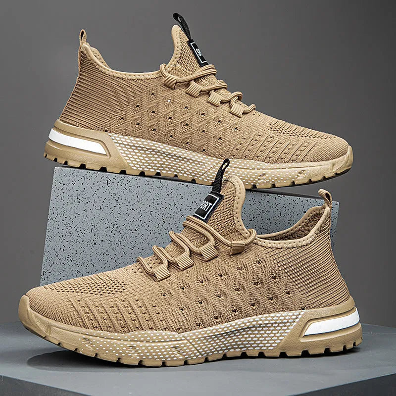 Men's mesh casual shoes in neutral colours showing size range 39-45