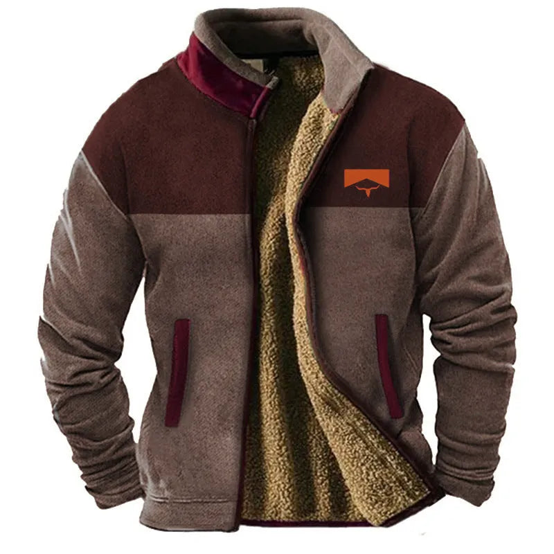 Men's polyester padded coat with fleece lining in regular length with blue, green, or light brown colour options