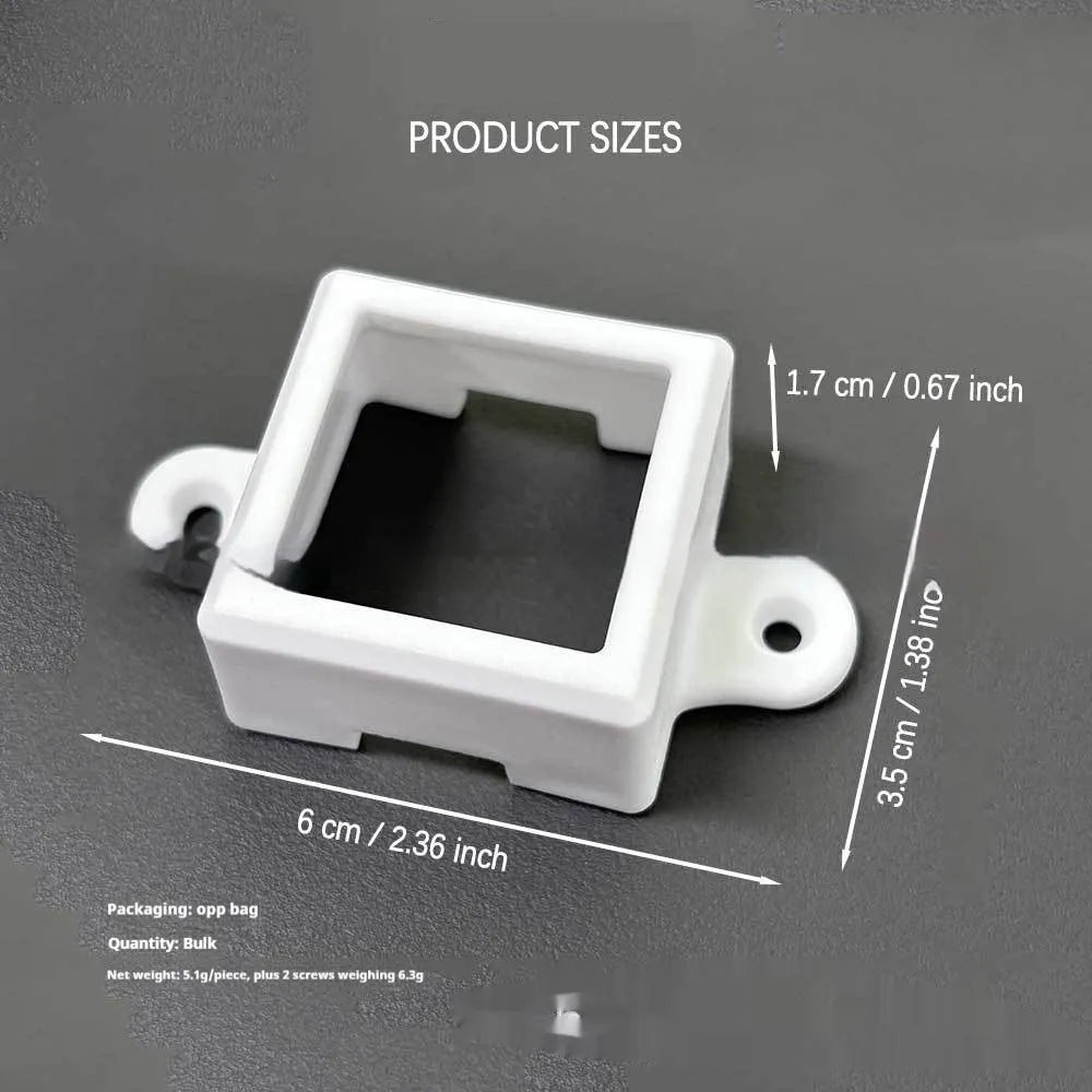 White plastic LED lampshade with fixed bracket measuring 1.7cm by 6cm