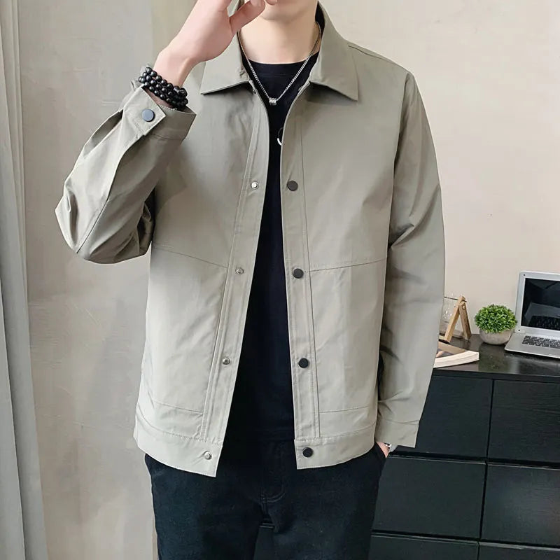 Men's Korean style single-layer jacket in polyester fabric for spring and autumn wear