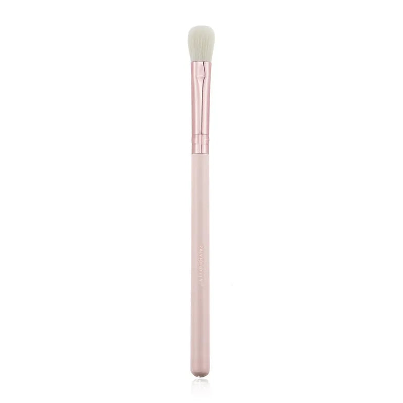 26 pink wooden handle makeup brushes with natural wool bristles in storage bag