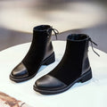 Black women's knee-length Martin boots with side zipper and round toe