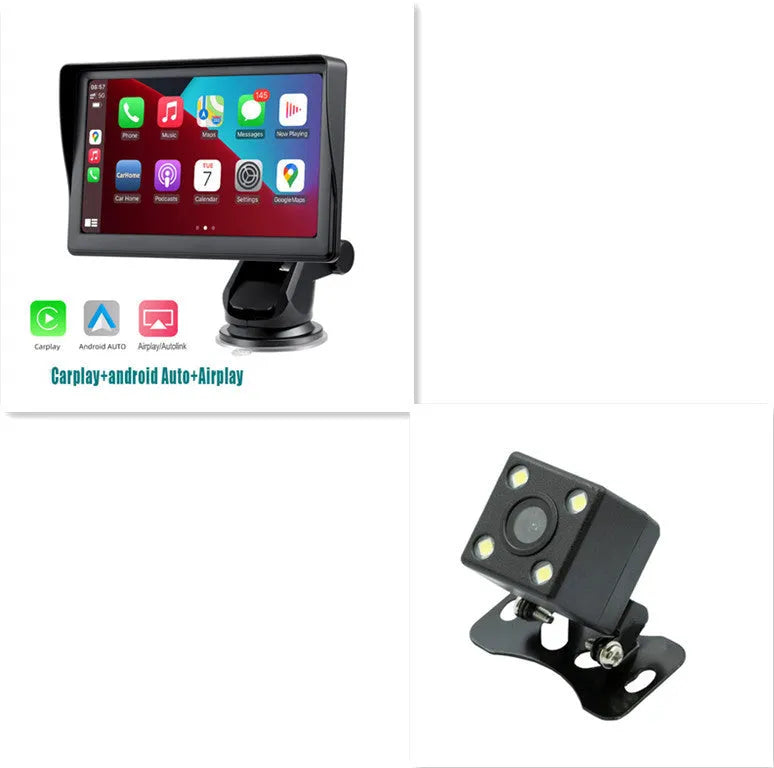 7-inch portable car smart display screen with retractable mount on a windshield