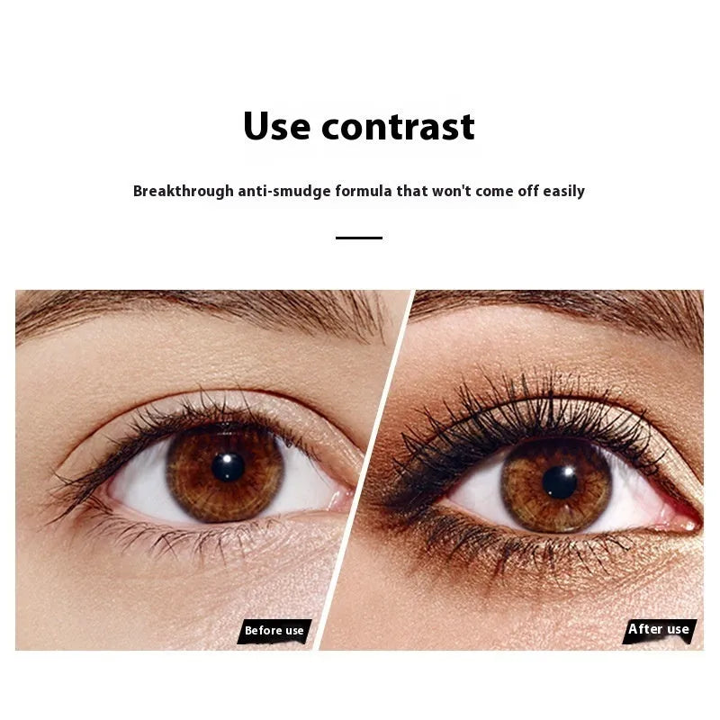 Black 4D waterproof mascara tube for long, thick, smudge-resistant lashes.