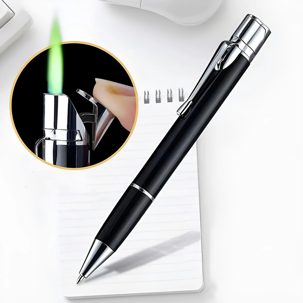 Windproof metal pen jet lighter with refillable butane system and portable slim design