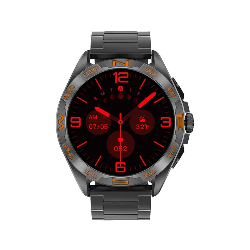 Smart watch with health monitoring display showing blood pressure, heart rate and oxygen readings