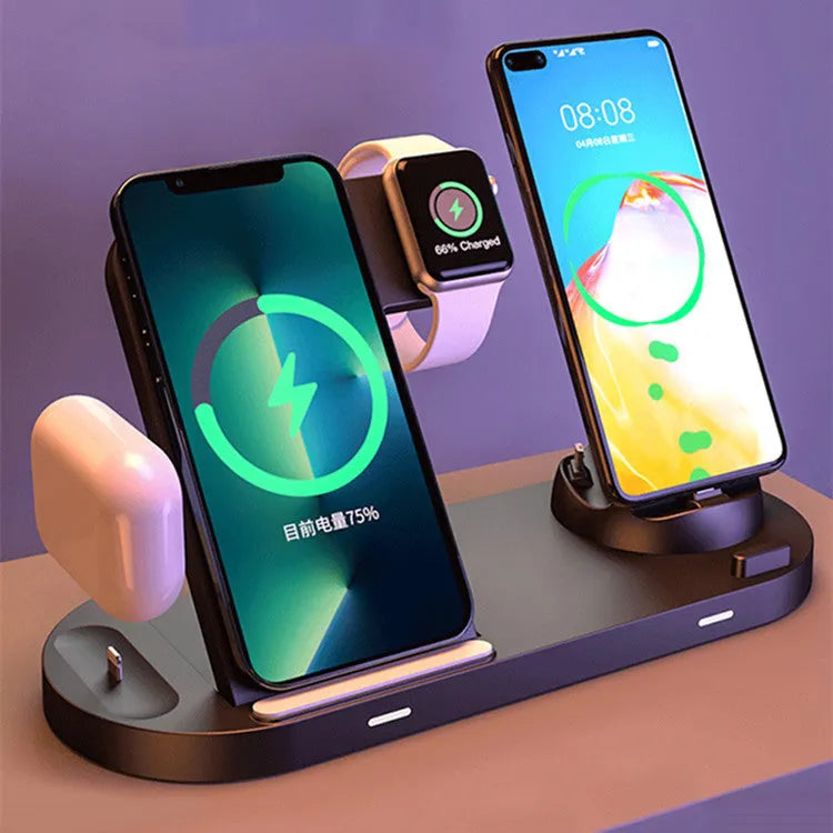 Multifunctional foldable wireless charger base plate in Black or White with 15W single port and 38W total power, QC2.0 QC3.0 support