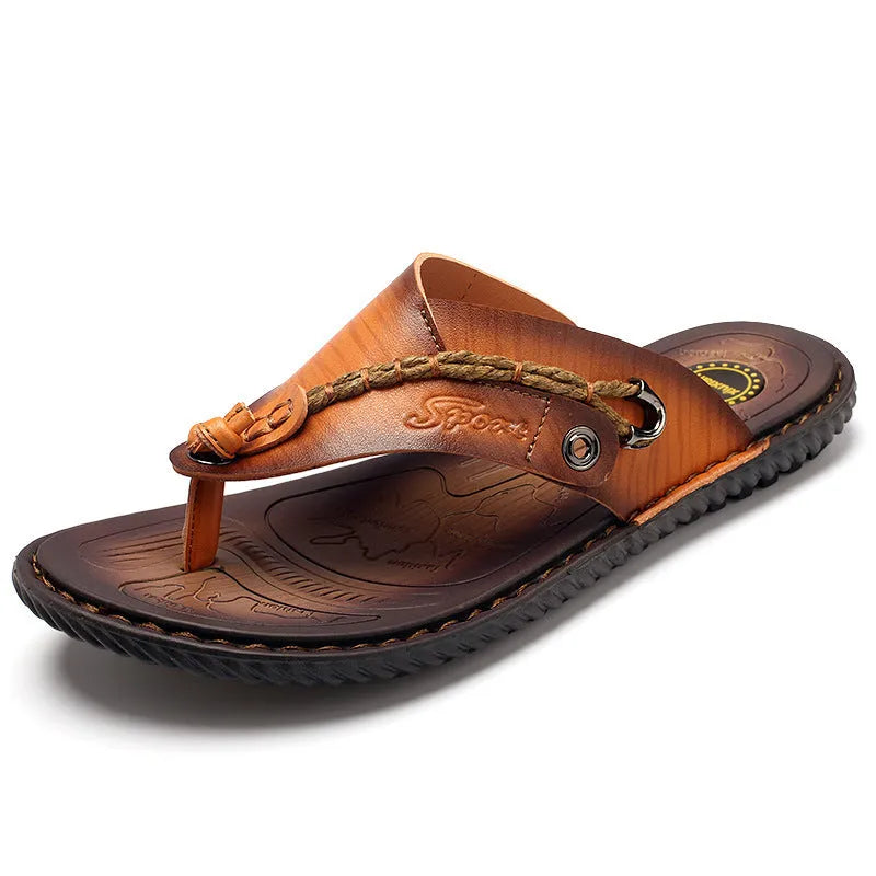 Men's non-slip casual slippers in PU leather available in multiple colours and sizes